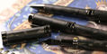 conklin_endura_forged _carbon_fiber_fountain_pens_on_ink_swatches